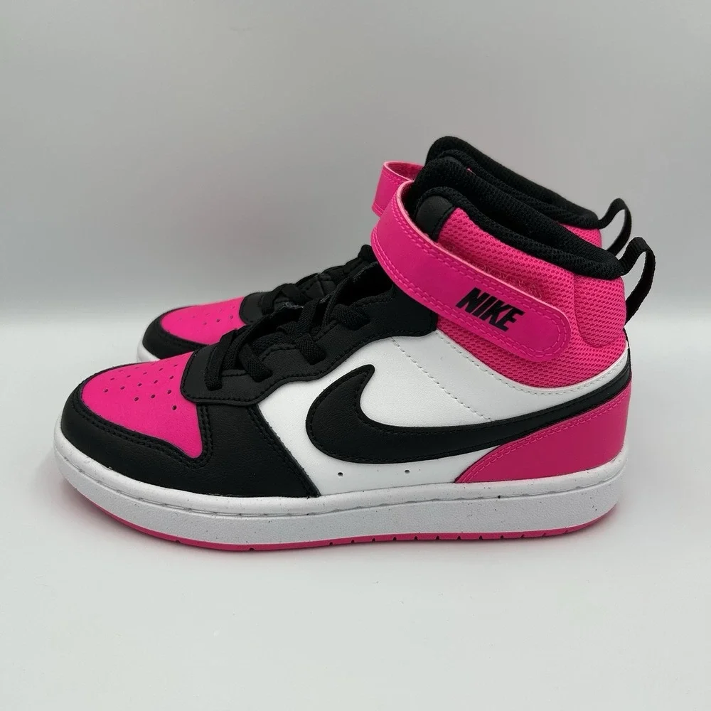 Nike Court Borough Mid‎ 2 PSV Fierce Pink Black Kids Size 2.5Y HV0935-100